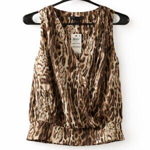 INC Womens Medium Halter Top International Concepts Ocelot Dream Surplice